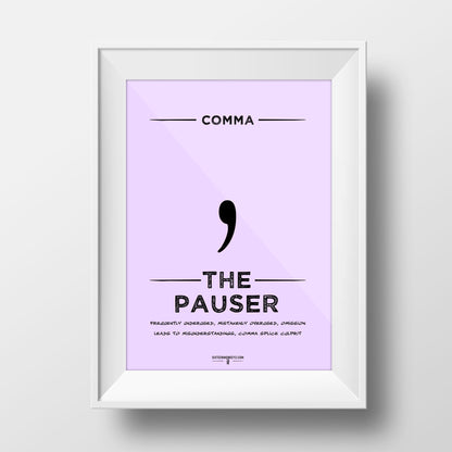 ‘Comma Punctuation Superhero’ Art Print