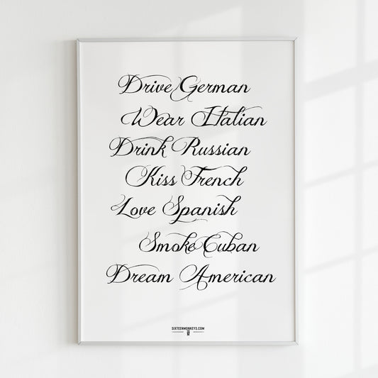 ‘Drive German, Dream American’ Art Print
