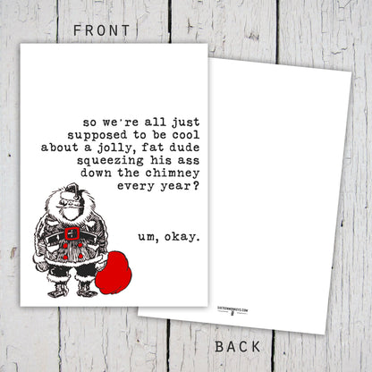 ‘Jolly Fat Dude Down the Chimney’ Card