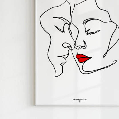 ‘Monoline Couple in Love’ Art Print