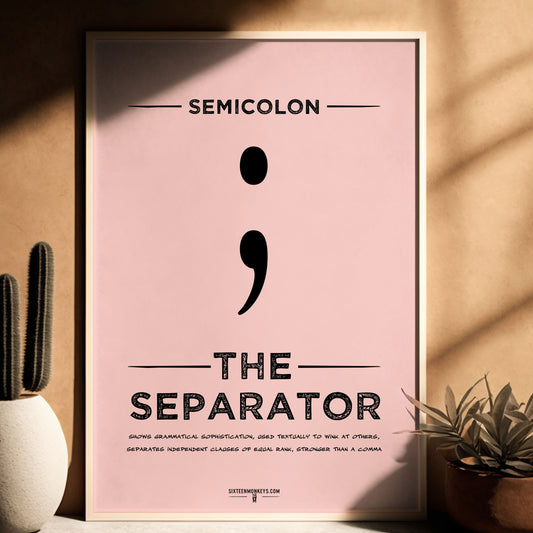 ‘Semicolon Punctuation Superhero’ Art Print